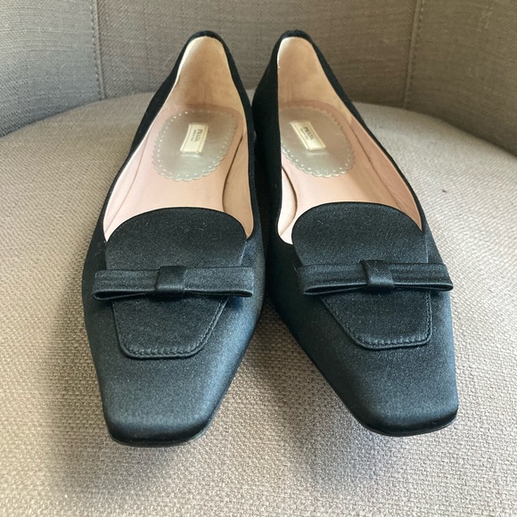Prada Ballet Black Bow Flats 37 - Picture 5 of 14